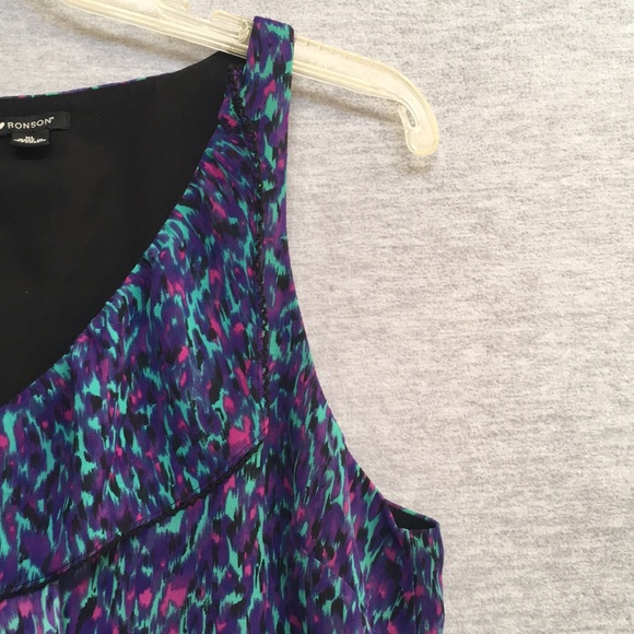 I ❤️ RONSON Cool Spring/Summer Abstract Design Fully Lined Ruffle Fly-Away Top - Picture 5 of 16